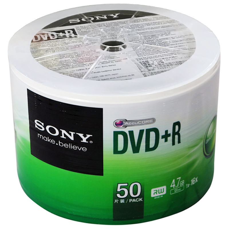 Sony/Sony Sony Disc 16X Dvd+R 4.7g Blank Disc Dvd Recording Disc 50-Pack