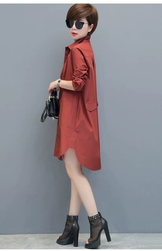 Áo gió nữ Qiubi mùa xuân và mùa thu dài phiên bản Hàn Quốc 2018 mới dành cho nữ áo khoác mỏng nữ nhỏ áo ấm trung niên