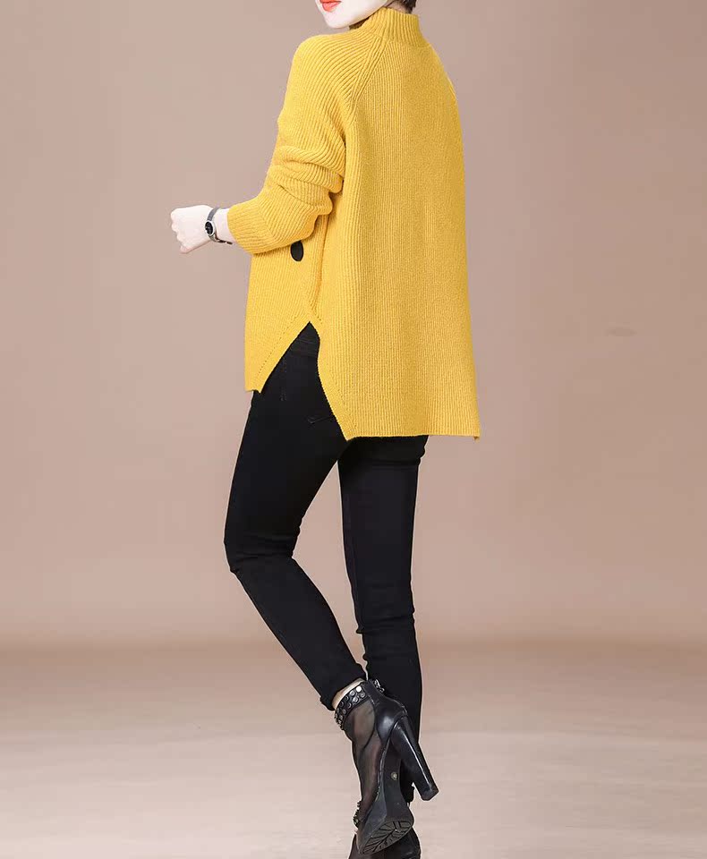 Mùa thu hơn một nửa cổ áo len nữ cao cấp 2018 Thu đông mới phiên bản Hàn Quốc của phần mỏng Slim áo trùm đầu mỏng đan áo len nữ áo cardigan nữ