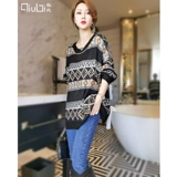 Трикотажный вместительный и большой весенний осенний свитер, большой размер, европейский стиль