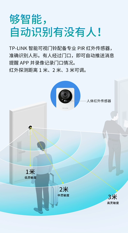 chuông cửa có hình wifi Chuông cửa có hình TP-LINK nhà cửa điện tử thông minh mắt mèo Camera giám sát 2K wifi không dây DB52C chuông cửa không dây có hình chuông cửa có hình wifi