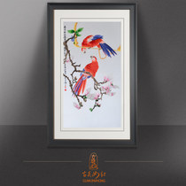 Ancient Wu Woman Red Su Embroidery Finished Product Hung Painting Pure Handmade Suzhou Embroidery Painting Living Room Xuanguan Chinese Decorative Painting Parrot