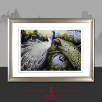 Ancient Wu Woman Red Pure Handmade Suzhou Embroidery Painting Su Embroidery Finished Product Hung Painting Restaurant Bedroom Living Room Eu Style Painting Peacock