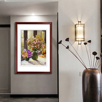 Ancient Wu Woman Red Pure Handmade Suzhou Embroidery Painting Su Embroidery Finished Product Hanging Painting Xuanguan Decoration Painting Sunny and Flowers Full Embroidery