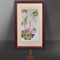 Ancient Wu woman red 1-4 silk boutique Su embroidery finished product hanging painting Living room Xuanguan Suzhou Embroidery Decoration Painting Stillness Flower Basket
