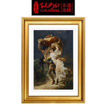 Ancient Wu woman red pure handmade Suzhou embroidery Su embroidery finished product hanging painting Living room Xuanguan Corridor European-style decoration painting figure