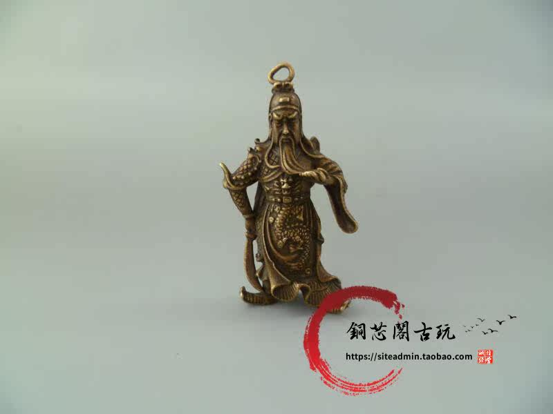 Solid brass Guan Gong pendant Guan Yu Saber Guan Erye Wu Caishen standing bronze statue pendants handlebars