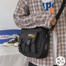 ins Japanese Harajuku ancient tooling tide brand shoulder bag female Hong Kong style retro street dark functional messenger bag male