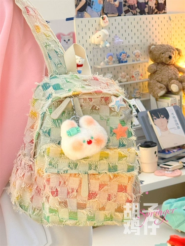 Небольшая дизайнерская маленькая сумка через плечо с кисточками, универсальный школьный рюкзак, тренд сезона, в корейском стиле