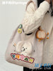 Japanese-Style Cartoon Cute Puppy Shoulder Bag for Girls, Soft Girl Student Large-Capacity Handbag Corduroy Bag