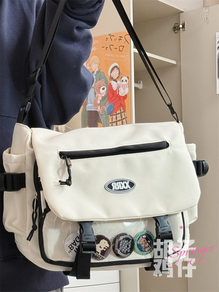 Bearded Chicken Workwear Versatile Messenger Bag for Male College Students, Korean Style Trendy Large Capacity Crossbody Bag for Women