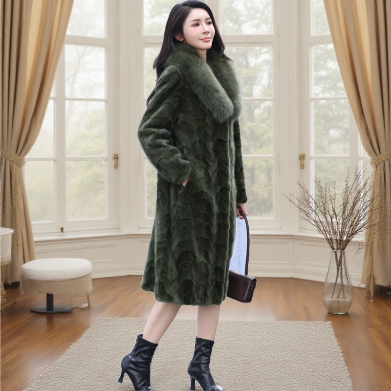 2026 New Mink Coat for Women, Genuine Mink, Haining Fox Fur Collar, Slim Fit, Long Style, Plus Size Mink Fur Coat 2026 New Mink Coat for Women, Genuine Mink, Haining Fox Fur Collar, Slim Fit, Long Style, Plus Size Mink Fur Coat