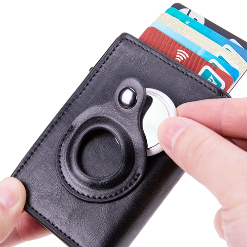Металлическая банковская карта RFID Автоматическая карда Bounce Business Magnetic Buckle Pu Wallet Airtag Apple Tracker защитный крышка