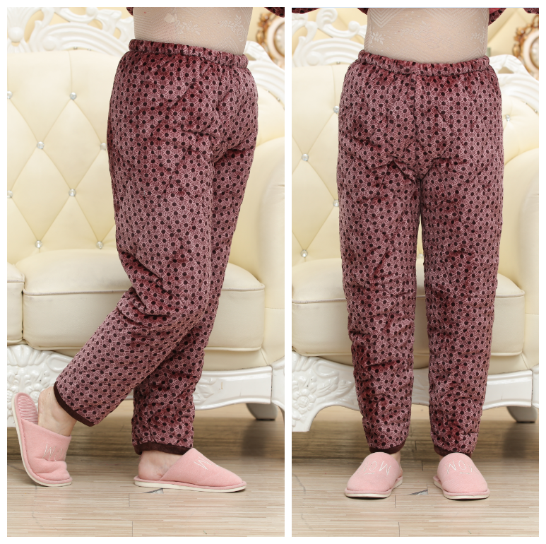 Mùa đông bà già đồ ngủ dày áo khoác cotton ấm áp ông bà già mẹ flannel dịch vụ nhà bộ mặc nhà đẹp