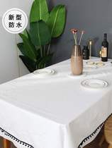 -White simple tablecloth tea table mat cotton table cloth-