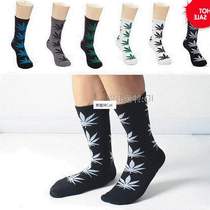 women men long cotton sport weed leaf socks ankle sock crew