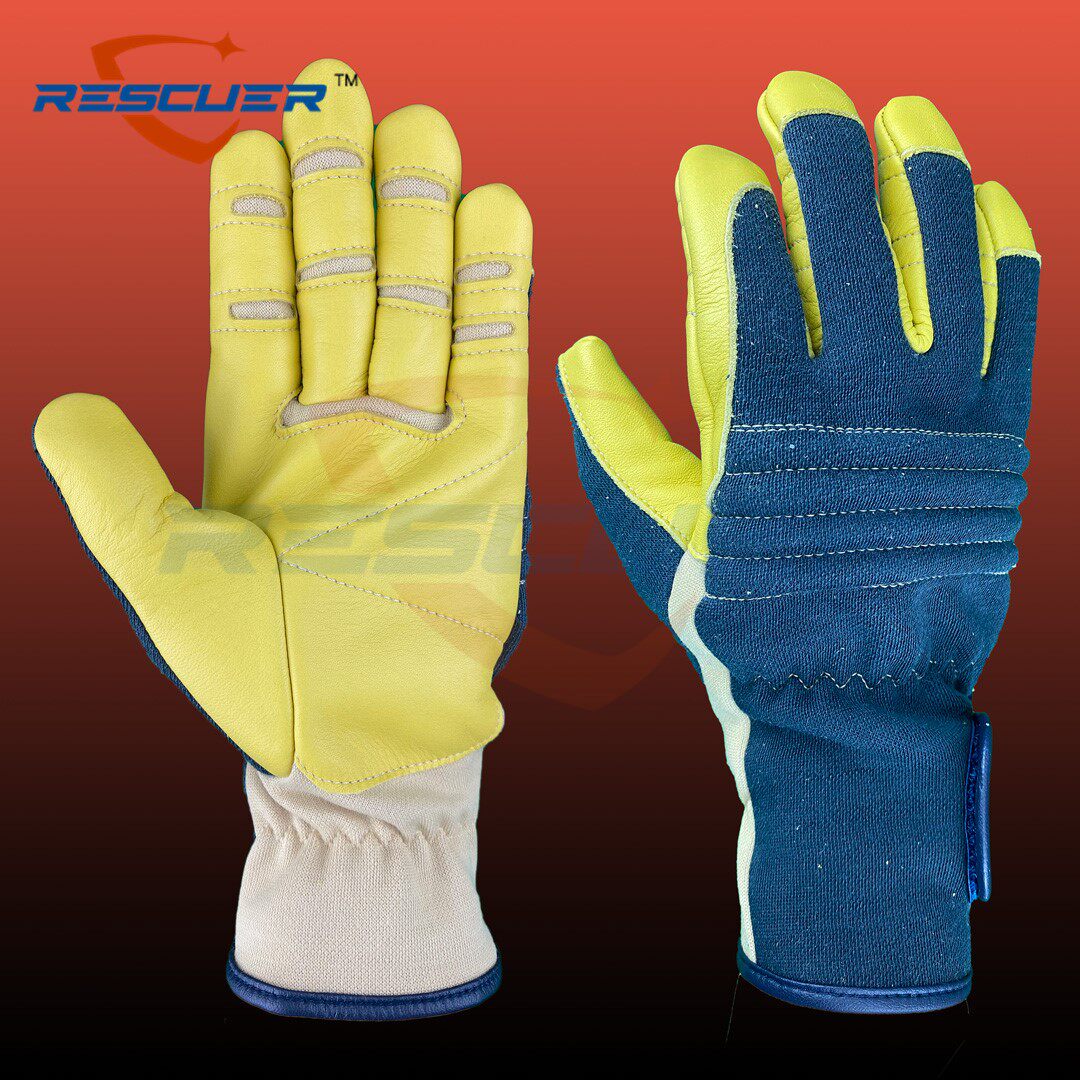 Japan imported fire gloves aramid fire retardant heat insulation high temperature dark blue winter rescue rescue fire