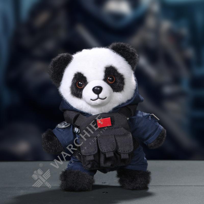 Chief Tactical Panda Plush Toy Special Forces Panda Menglan Doll Plush Toy Police Blue Doll Clothes Military Fan Gift