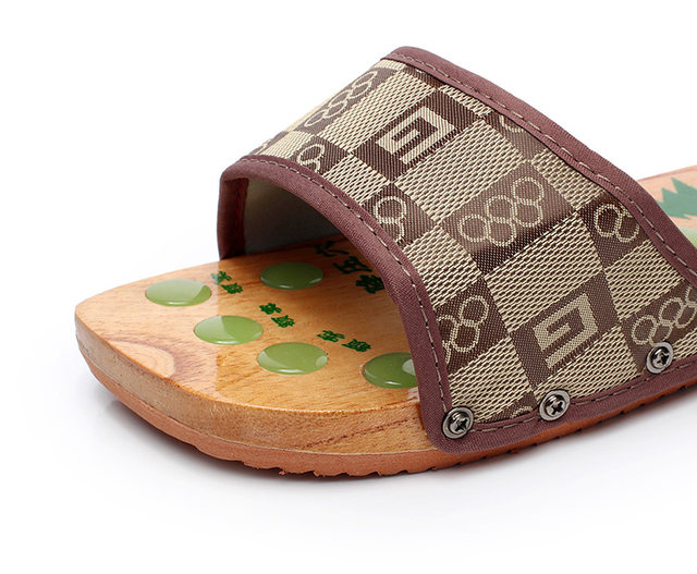 Guisen Massage Wooden Slippers Men's Foot Acupoint Massage Clogs Summer Home Slippers ສົ່ງຟຣີ