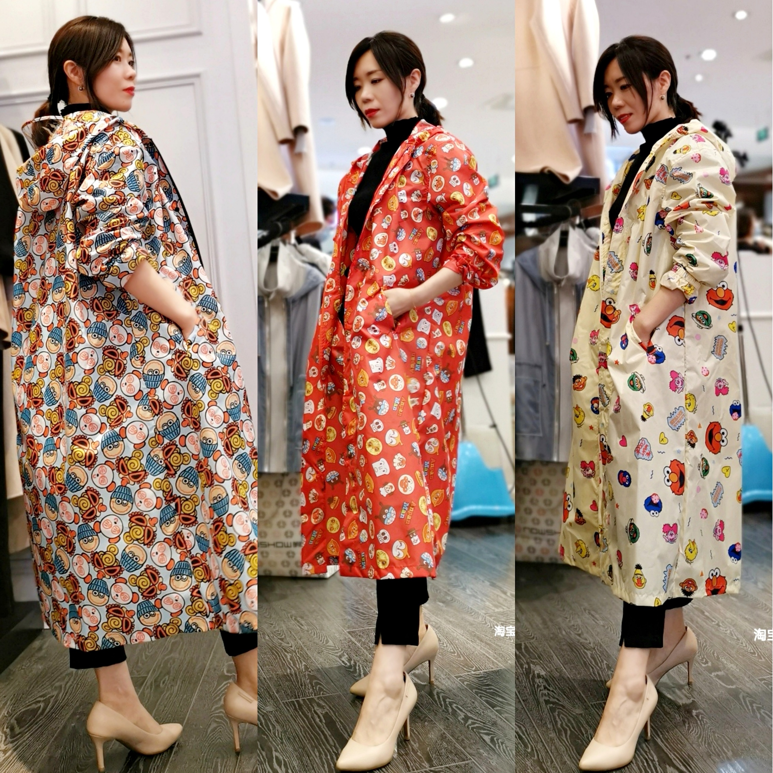 Japanese single adult models can be matched with parent-child bread Superman raincoat outdoor hiking rain cape waterproof and dustproof clothing rain cape