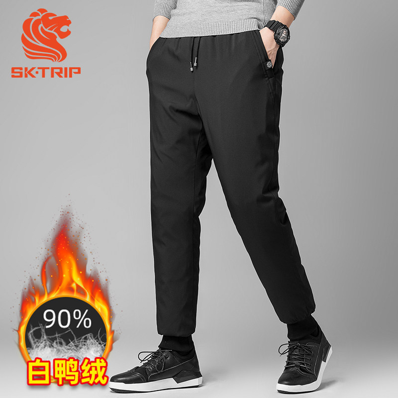 American Lion outdoor trousers men's Tide brand down pants winter plus velvet thick cold proof white duck down climbing pants