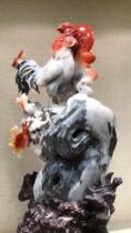 Natural Laos Stone Swing Piece Five Colorful Dexterous Sculpted Rooster Big Swing Piece A Stunning Duozodiac TV Cabinet Decoration