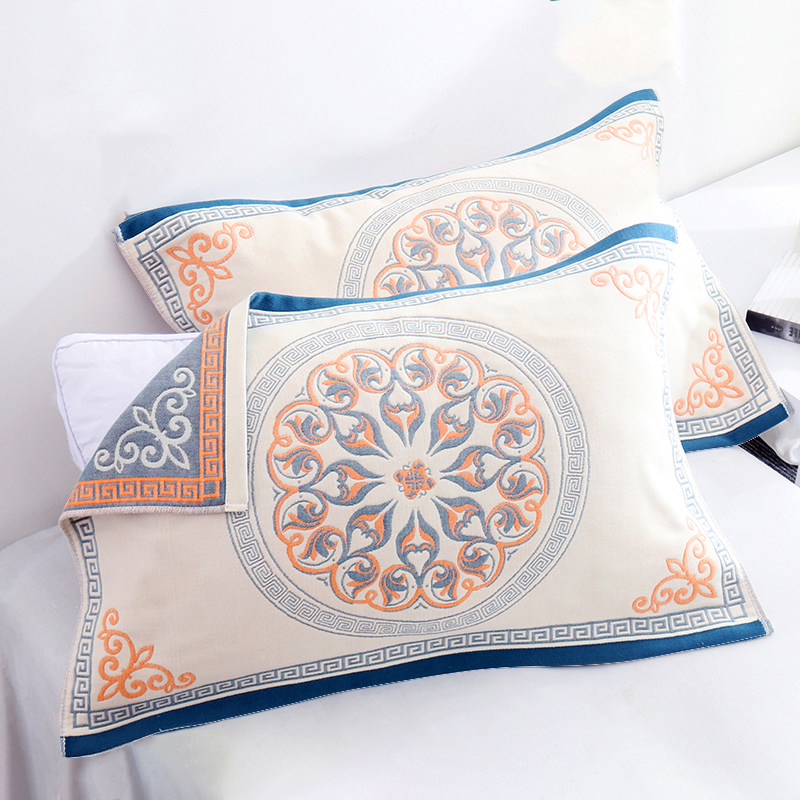 Nordic pillow towel cotton pair couple simple home pillow cover towel thickened and cotton soft and comfortable