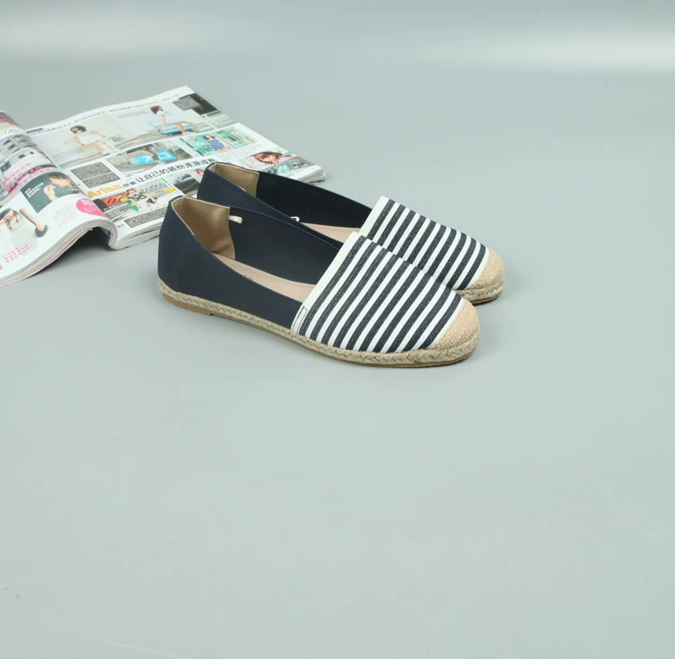 2019 mùa xuân espadrilles sọc giày phụ nữ rơm ngư dân giày đơn giày lười giày đế bằng thấp - Giày cắt thấp