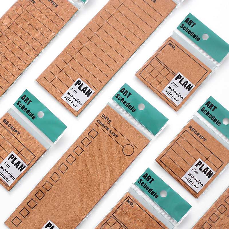 Cork note label wooden label paper handwritten pasteable date label label label wooden tape student message sticker