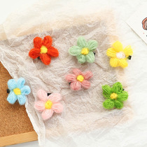 ins plush hair hair hair jacket Korean soft sister female student colored flower clip cute hair