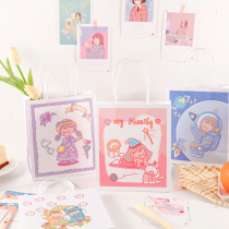 Flowers with girl handbag Gift bag cute cartoon in packaging birthday gift shopping stationery bag