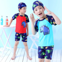 New Korean children swimsuit boy swimsuit suit boy baby dinosaur split swim clothes with swimming cap