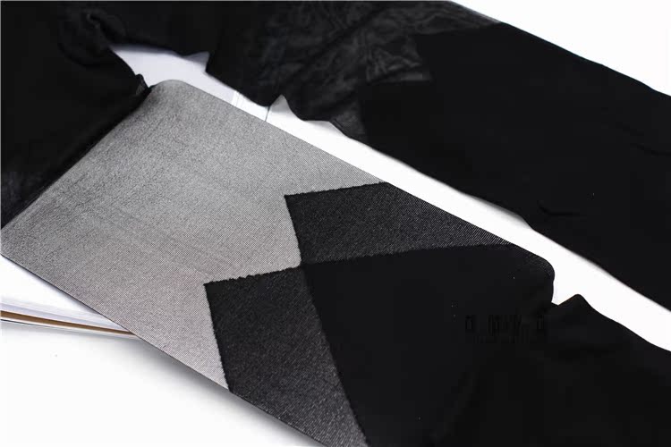 Mùa thu Nhật Bản hình kim cương giả hai màu giả đùi khâu vớ giả cao vớ trên đầu gối - Vớ hàng tuần tất bông thu đông 