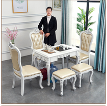 European tea table Household small apartment solid wood Ivory white tea table Tea Kung Fu American balcony tea table and chair combination
