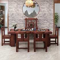 Old ship wood tea table and chair combination Antique Kung Fu tea table tea table Simple living room decoration small apartment tea table and chair combination