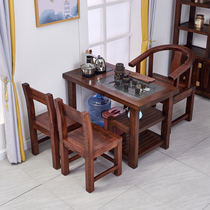 Old ship wood tea table Household small tea table Solid wood Kung Fu living room tea table Simple set Balcony tea table and chair combination