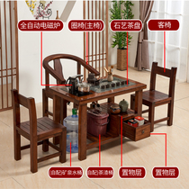 Tea table Solid wood with drawer Household small tea table Kung Fu tea several simple small apartment balcony tea drinking table and chair combination