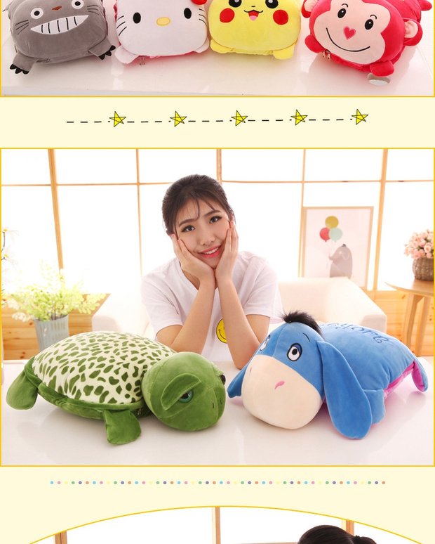 Phim hoạt hình búp bê gối chăn kép sử dụng chăn bằng xe đệm gối chăn flannel gối sáng tạo - Trở lại đệm / Bolsters mền gối 2 trong 1