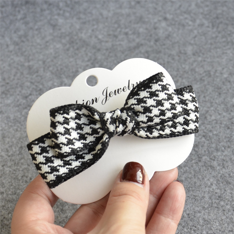 Bean mẹ làm bằng tay phụ kiện tóc ban đầu vải đen và trắng houndstooth kẹp tóc trên clip bên clip kẹp tóc cao su dây tóc vòng tóc - Phụ kiện tóc kẹp tóc hàn quốc