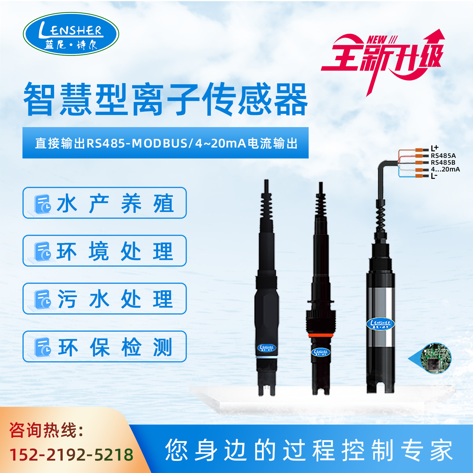 Ammonia nitrogen digital ammonia nitrogen detector output 485 and 4-20mA ammonia nitrogen controller ammonium ion sensor