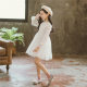 Girls' long-sleeved lace dress 2022 spring and autumn dress in the big children's white mesh skirt baby princess dress