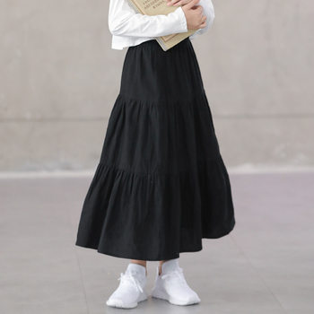 2022 spring and summer girls' ruffled skirts are thin and casual parent-child skirts, big children's stitching, large skirts, long skirts