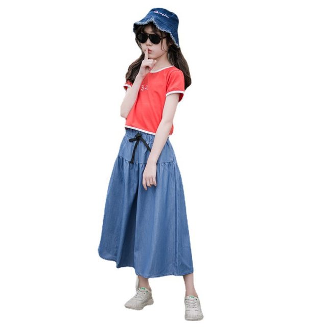 Girls' wide-leg pants, jeans, summer fashion, culottes