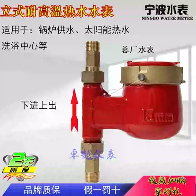 Vertical hot water meter household Ningbo water meter rotor type copper joint 4 minutes 6 minutes down and high temperature resistant hot water meter