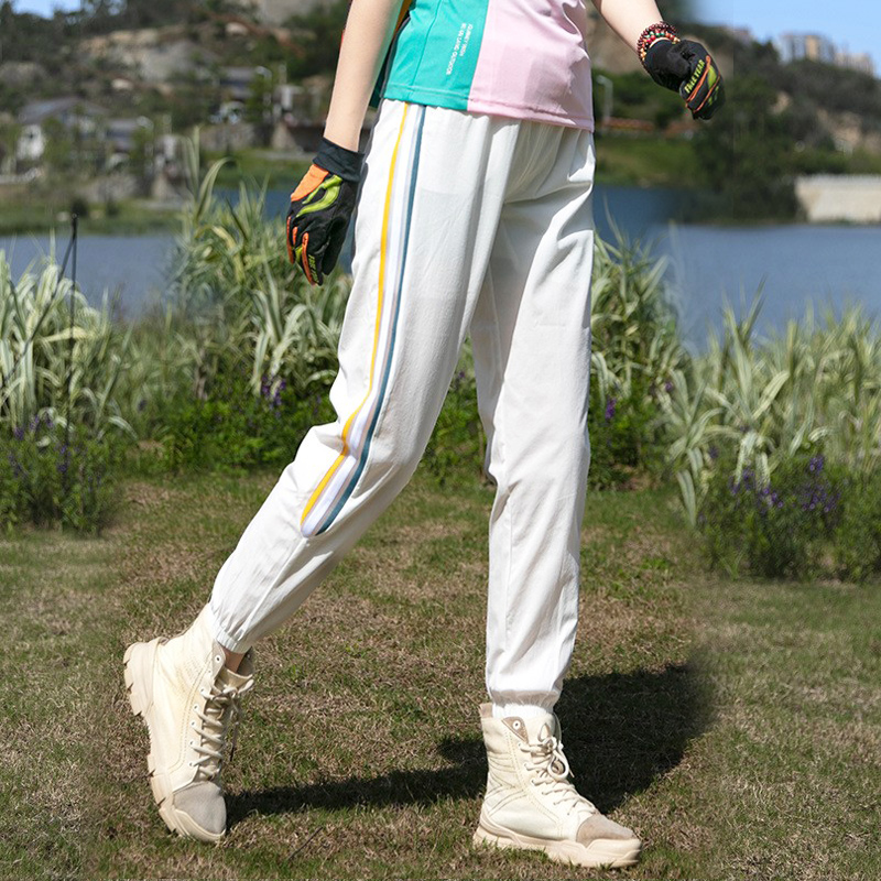 2023 Ice Silk Speed Dry Pants Woman Summer Slim breathable bunches Elastic Breathable Loose Outdoor Running Sport Long Pants-Taobao