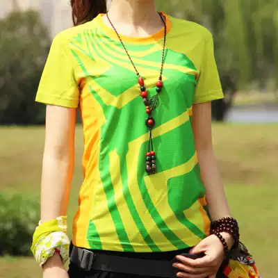 Outdoor quick-drying clothes sports round neck printed T-shirt men's Joker slim and breathable summer couples quick-drying clothes women's short sleeves