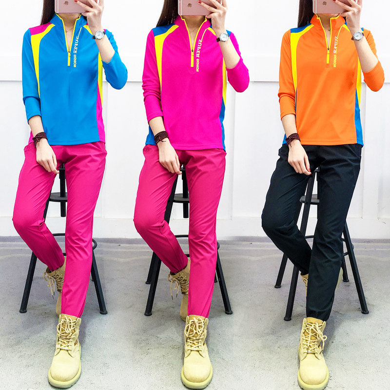 Summer outdoor speed dry sweatpants men and women long sleeves T-shirt breathable elastic quick dry clothes large size sports climbing suit suit