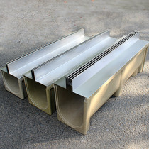 Resin drainage ditch U-shaped tank finished ditch stainless steel gap linear drainage ditch kitchen trench drainage tank