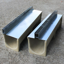 Finished stainless steel linear drain U-groove resin drainage tank custom kitchen rainwater trench grille cover