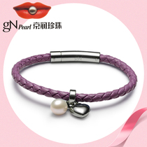 Jingrun Pearl hand rope wonderful time 7-8mm drop shaped pearl colorful leather rope bracelet girl jewelry jewelry